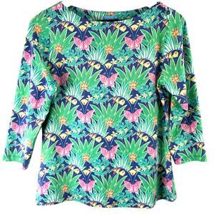 J.McLaughlin Catalina Cloth Floral Butterfly 3/4 Sleeve Top Women's Size M